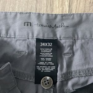 Travis Mathew Pants Mens 34 Gray Chino‎ Golf Lightweight Flat Front Outdoor